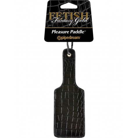 Чёрная с золотом шлепалка Gold Pleasure Paddle